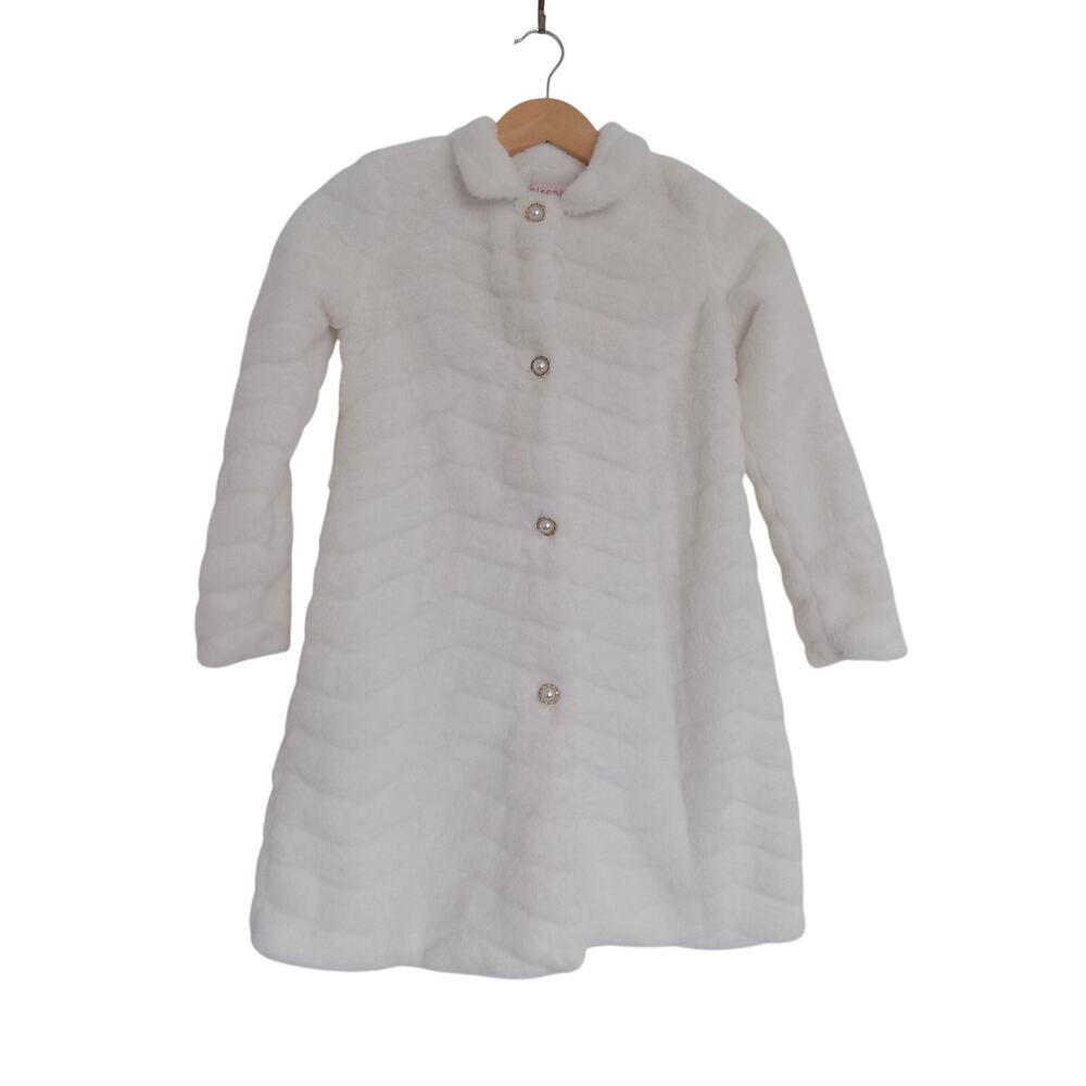 Biscotti Collezioni white faux fur coat girls size 8